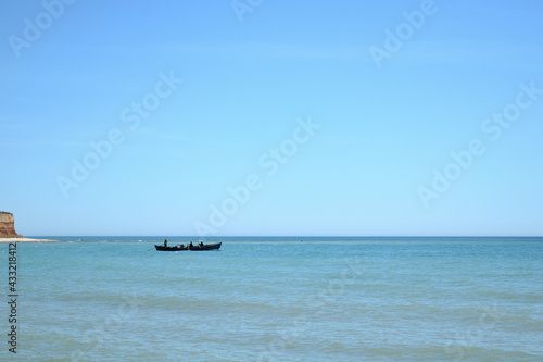 seascape with fishing boat on the sea - Olimp, Mangalia, Constanta, Romania