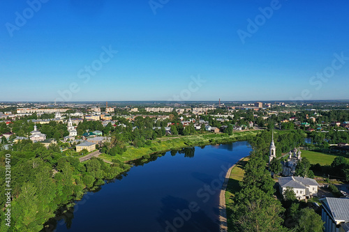 vologda view of the city from a drone, buildings architecture, a trip to the province in russia