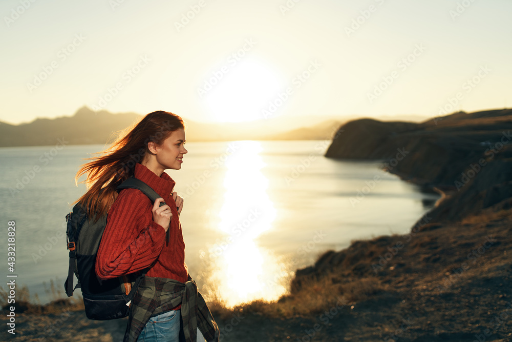 woman hiker rocky mountains freedom lifestyle nature