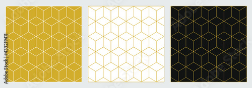 Seamless pattern abstract geometry backdrop background with elegant golden vector golden lines. Vector illustration