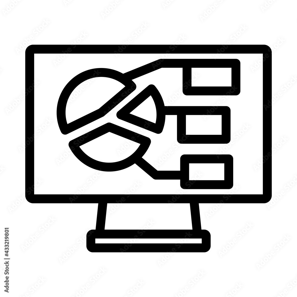 Monitor With Analytics Diagram Icon Monitor With Analytics Diagram Icon