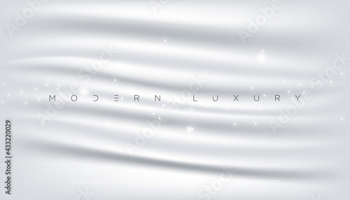 Modern luxury white abstract background with silky, silver satin effect for poster, website, brochure, banner, presentation template etc. Fashionable graphic design concept. Vector EPS 10