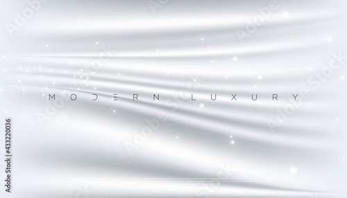 Modern luxury white abstract background with silky, silver satin effect for poster, website, brochure, banner, presentation template etc. Fashionable graphic design concept. Vector EPS 10