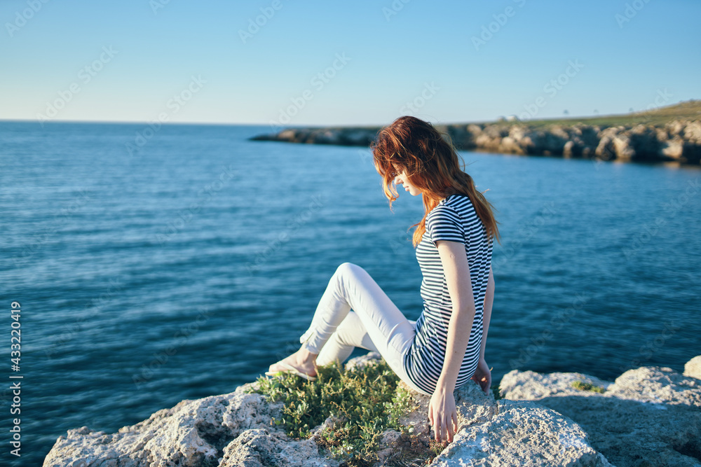 women in the mountains near the sea in nature adventure tourism model women in the mountains near the sea in nature adventure tourism model