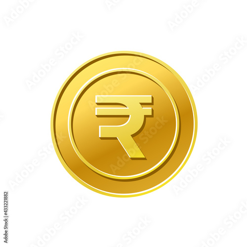 Coin icon. Indian rupee sign. Golden coin