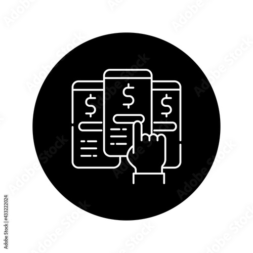 Choice of tariff plan black glyph icon. Pictogram for web page, mobile app