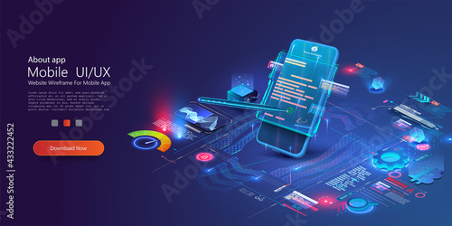 Digital smart contract, isometric icon concept of electronic signature, blockchain technology crypto. Online e-contract document. Can use for web banner. Vector illustration