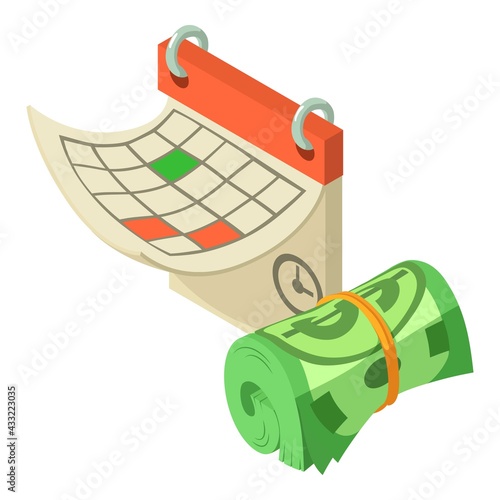 Finance calendar icon. Isometric illustration of finance calendar vector icon for web