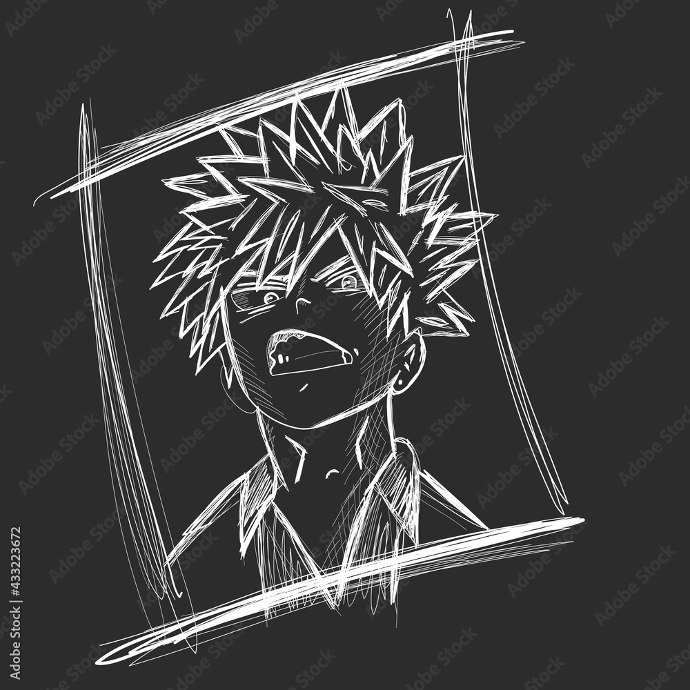 Fototapeta premium Anime style character design with Translation bad day. Cool trendy print for t-shirt, wall poster, notebook cover.