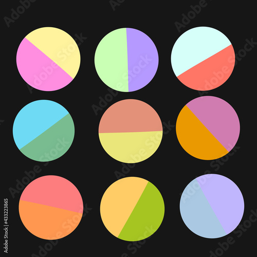 Social highlight shape set. Various shapes, lines, spots, dots, doodle objects. Hand drawn templates. Round icons for social media stories. Perfect for bloggers
