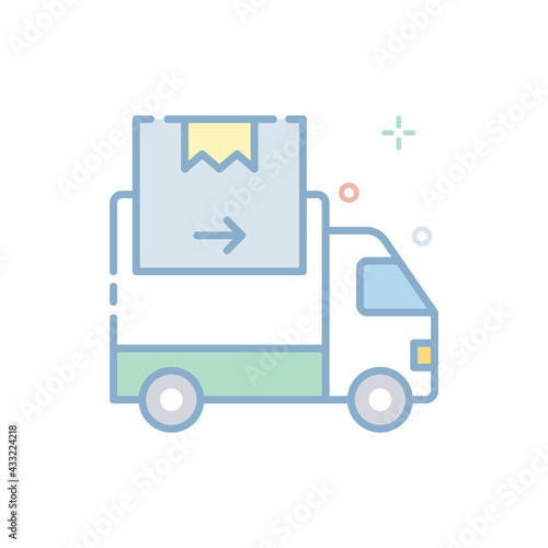Shipping Van Vector Filled Outline icon. EPS 10 file