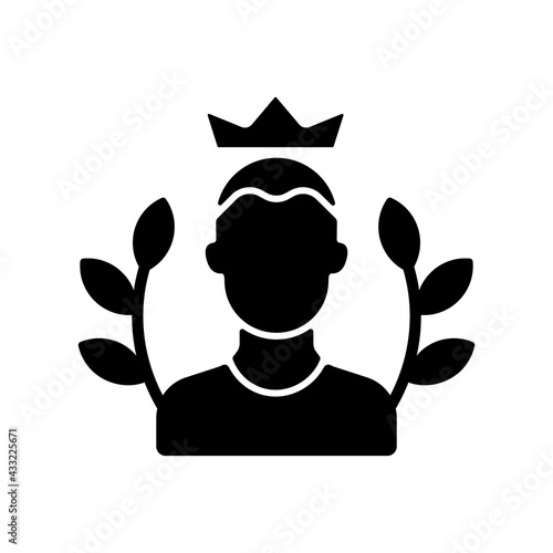 Premium subscriber black glyph icon. Paid version subscription. Ad-free, unlimited access to video content. HD quality movies. Silhouette symbol on white space. Vector isolated illustration