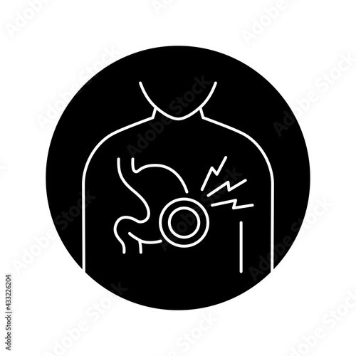 Stomach pain olor line icon. Pictogram for web page, mobile app, promo.
