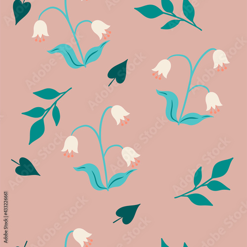 Seamless simple floral pattern with flowers . Vector graphics
