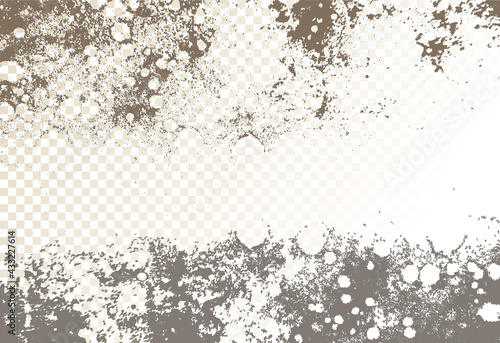 Mold, mildew, decay, stains, splashes, explosion. On an isolated background. Trail of grunge blots and splashes. Vector pattern of natural origin.