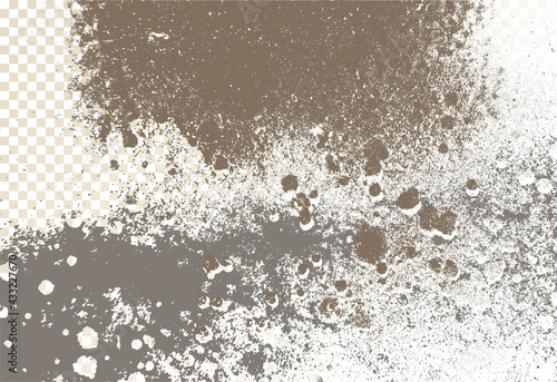 Mold, mildew, decay, stains, splashes, explosion. On an isolated background. Trail of grunge blots and splashes. Vector pattern of natural origin.