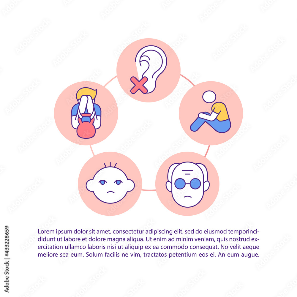 Loneliness feeling concept line icons with text. PPT page vector template with copy space. Brochure, magazine, newsletter design element. Social isolation due to deafness linear illustrations on white Loneliness feeling concept line icons with text. PPT page vector template with copy space. Brochure, magazine, newsletter design element. Social isolation due to deafness linear illustrations on white