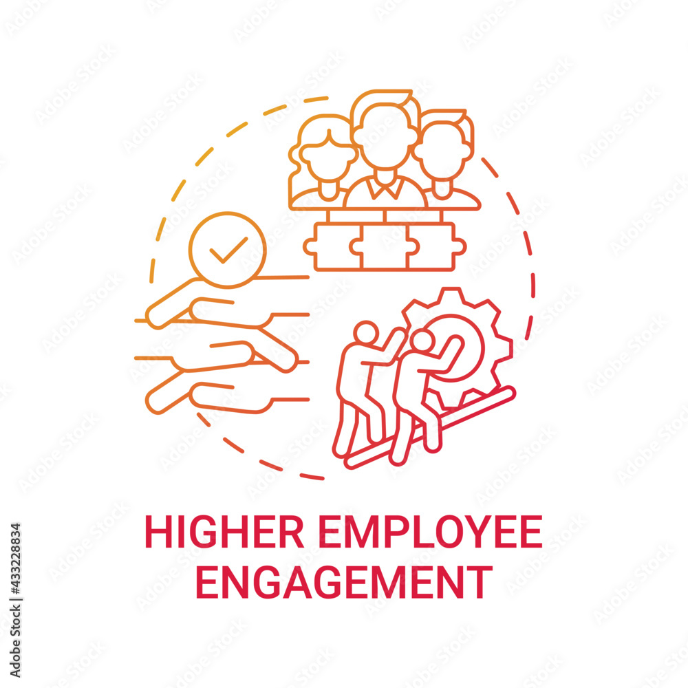 Higher employee engagement concept icon. Company culture idea thin line ...