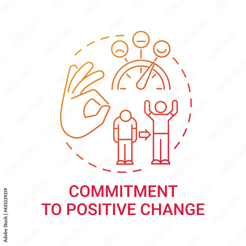Commitment to positive change concept icon. Corporate value idea thin