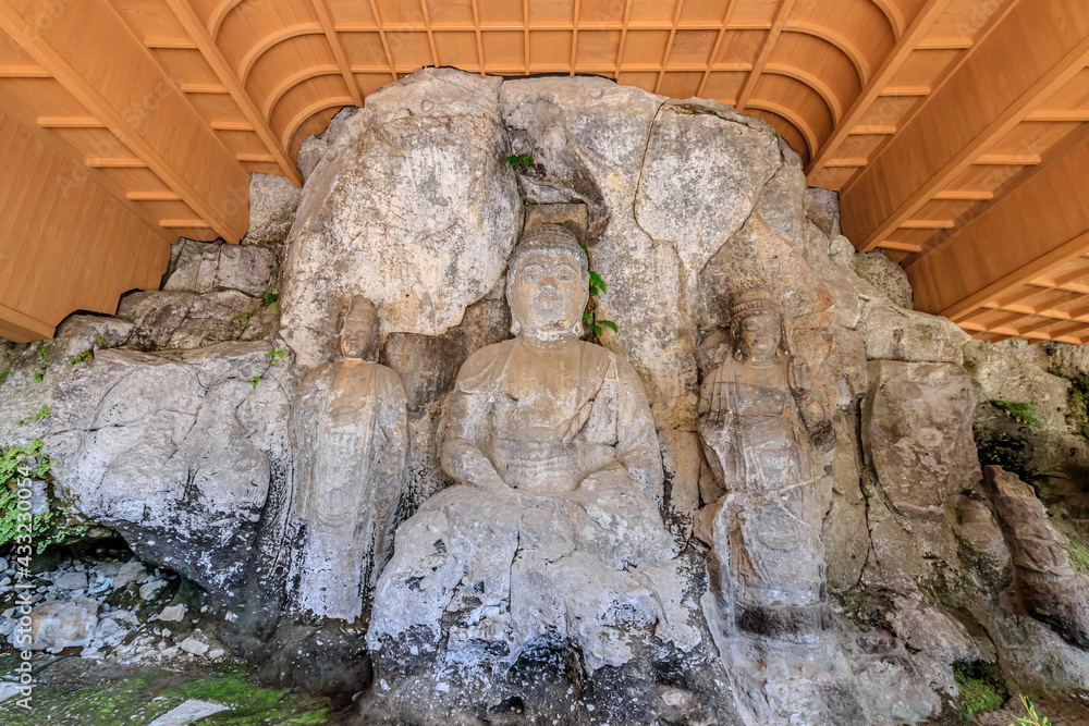 Naklejka premium 臼杵の石仏(磨崖仏) 大分県臼杵市 Usuki Stone Buddha Ooita-ken Usuki city