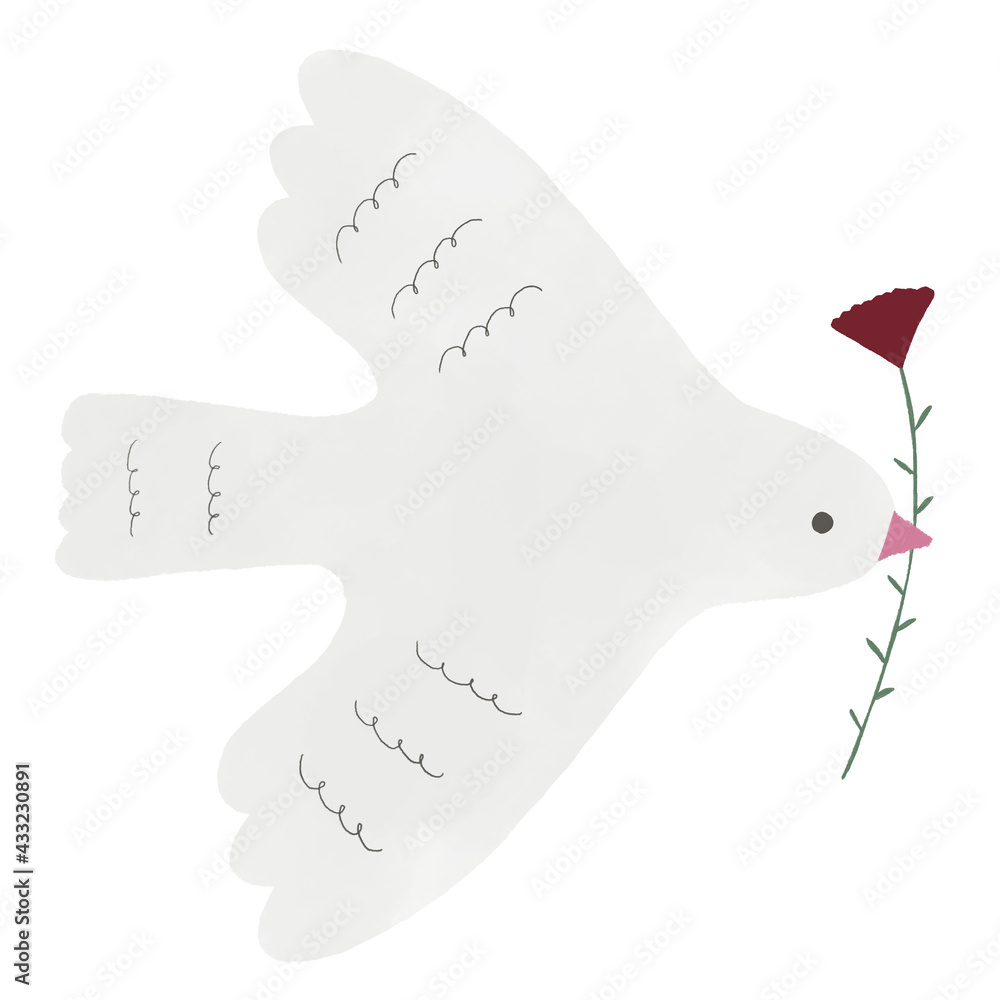 赤い花をくわえた白い鳩の手描きイラスト Stock Illustration Adobe Stock 赤い花をくわえた白い鳩の手描きイラスト Stock Illustration Adobe Stock