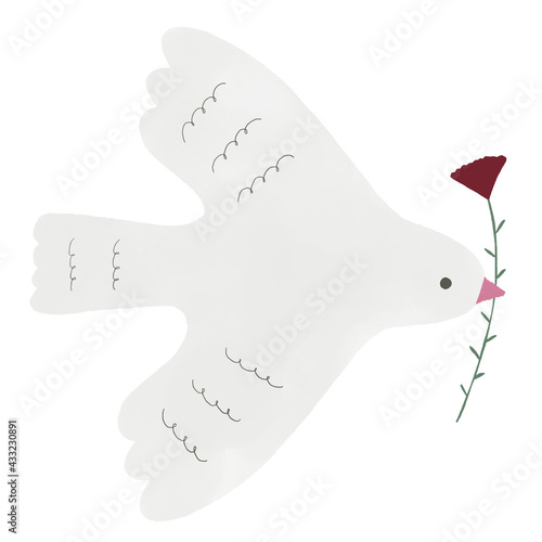 赤い花をくわえた白い鳩の手描きイラスト Stock Illustration Adobe Stock 赤い花をくわえた白い鳩の手描きイラスト Stock Illustration Adobe Stock