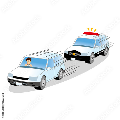 パトカーに追いかけられるドライバー