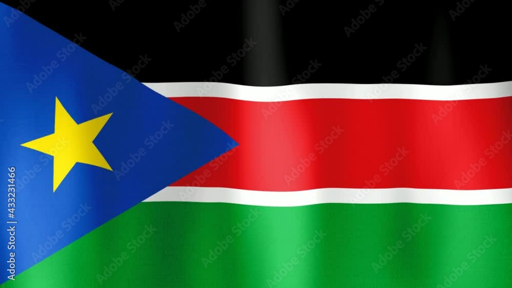 flag of South Sudan in motion fluttering in light breeze. Wind waves sway flag of South Sudan. Animated background for announcing events. Video flag of South Sudan in motion fluttering in light breeze. Wind waves sway flag of South Sudan. Animated background for announcing events. Video