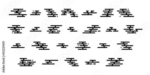 Japanese clouds vector isolated elements. Oriental style geometry simple pattern.