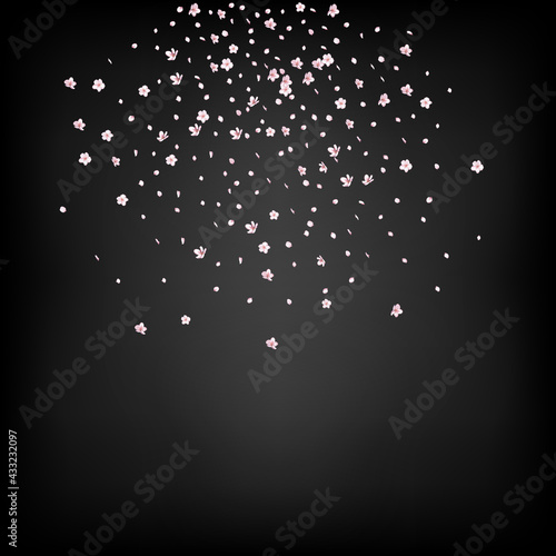 Sakura Cherry Blossom Confetti. Windy Leaves Confetti Frame. Flying