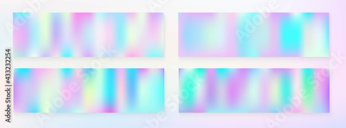 Holograph Trendy Banner. Rainbow Overlay Hologram Cover. Unfocused