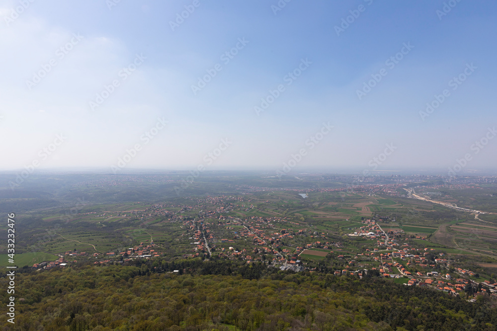 Panoramic view from Avala Tower near Belgrade, Serbia