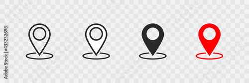 Pointer location set icon on transparent background. Isolated vector