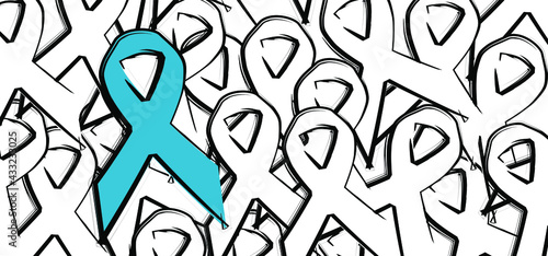 Awareness blue ribbon, medical symbol for prostate cancer month in november. 
