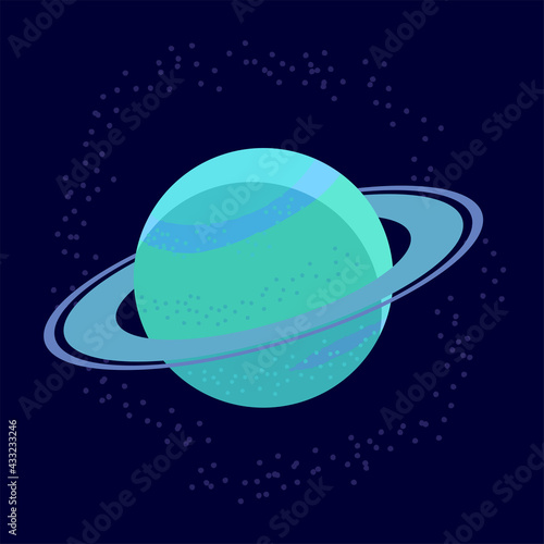 Uranus planet icon and stars. Vector