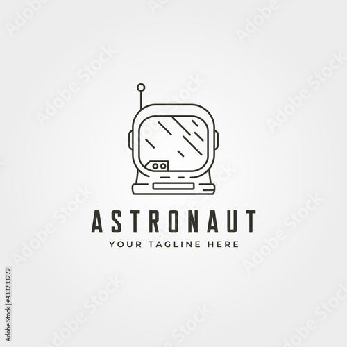 line art astronaut head logo vector symbol illustration design