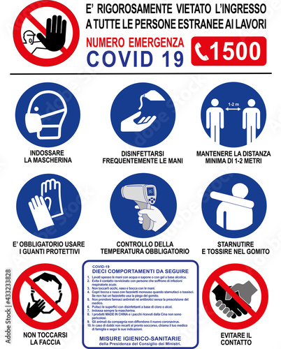 Cartello Sicurezza Covid Prescrizioni Cantiere