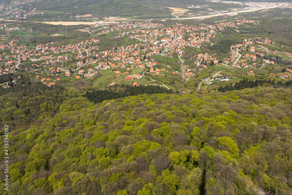 Panoramic view from Avala Tower near Belgrade, Serbia