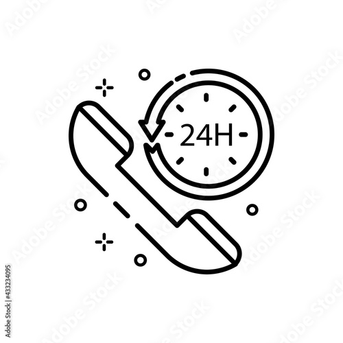 24hr Support Vector Outline icon. EPS 10 file