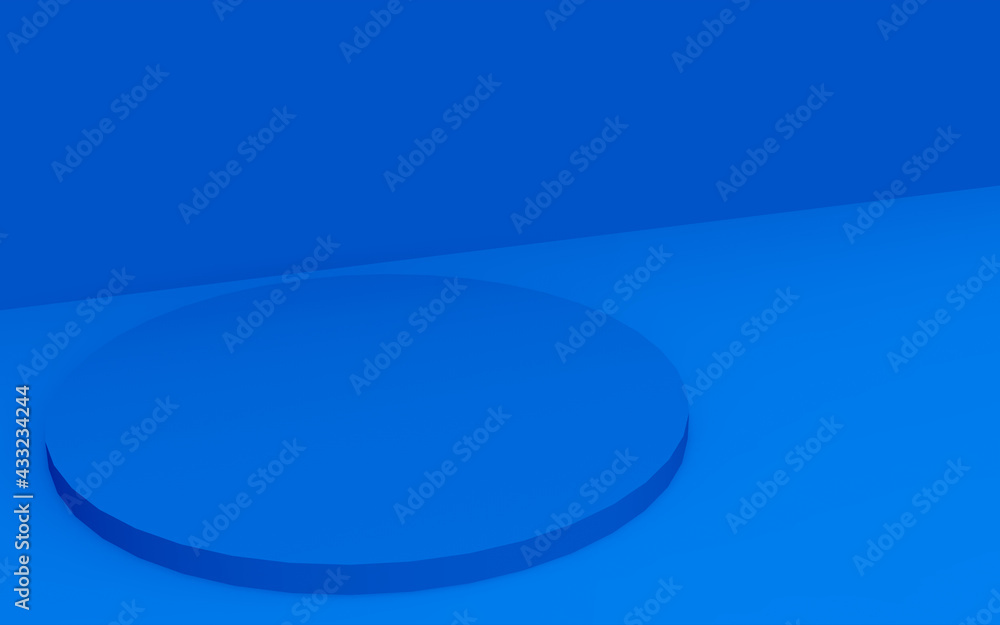 Abstract 3d blue color cylinder podium minimal studio background.