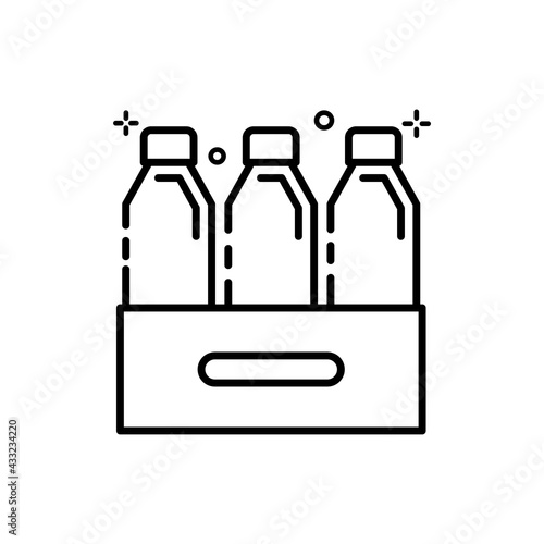 Bottles Crate Vector Outline icon. EPS 10 file