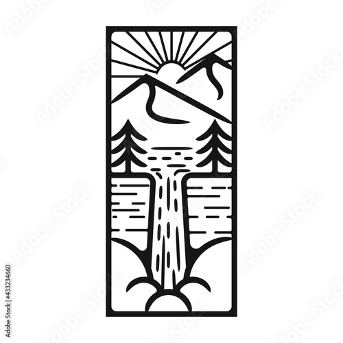 Mono line landscape illustration