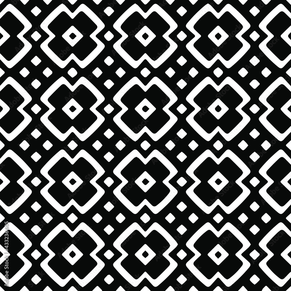 Geometric vector pattern with Black and white colors. Seamless abstract ornament for wallpapers and backgrounds.