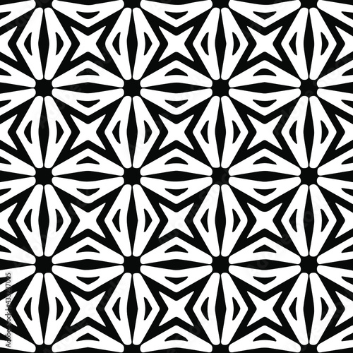   Geometric vector pattern with Black and white colors. Seamless abstract ornament for wallpapers and backgrounds.