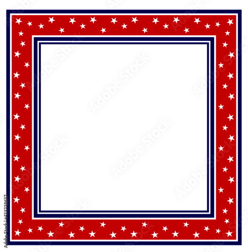 4th of july independence day patriotic red white and blue border square frame background