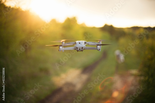 Drone in flight. Technology
