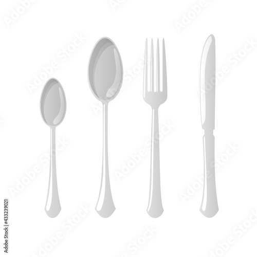 Cutlery flat style spoon knife, fork