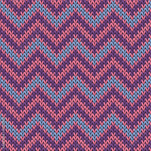 Natural chevron stripes knit texture geometric vector seamless. Plaid knit tricot fabric print. Classic warm seamless knitted pattern. Christmas spirit backdrop.