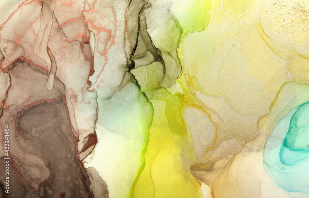 Art Abstract watercolor horizontal smoke background. Marble texture. Alcohol ink colors.