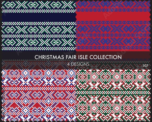 Christmas Fair Isle Seamless Pattern Collection